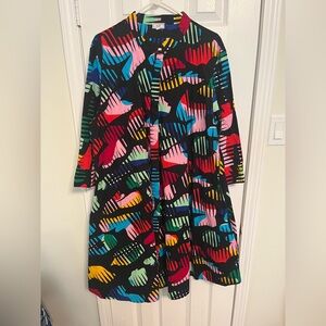 Zuri Print Dress Cotton 3/4 Sleeve 2X. *Minor fabric discoloration shown